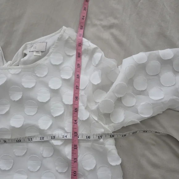 Anthropologie Dottie White Polka-dot Mid Sleeve Top Size 4 - Picture 7 of 7